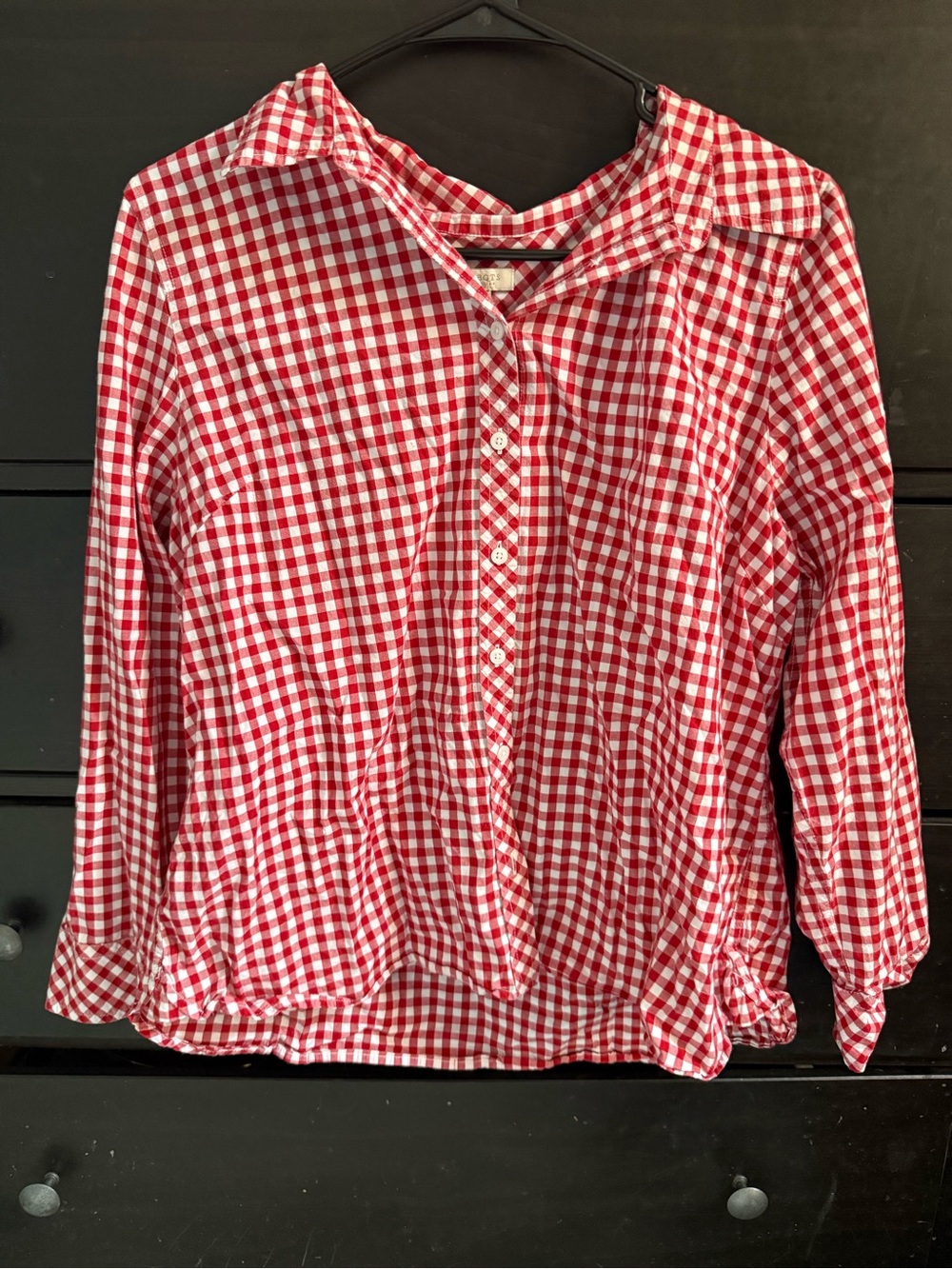 Talbots Red and White Gingham Button-Down Shirt